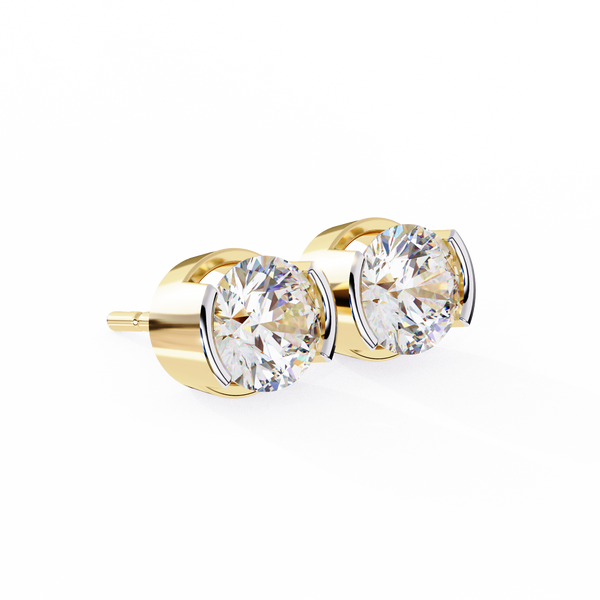 Two-Tone Natural Diamond Stud Earrings