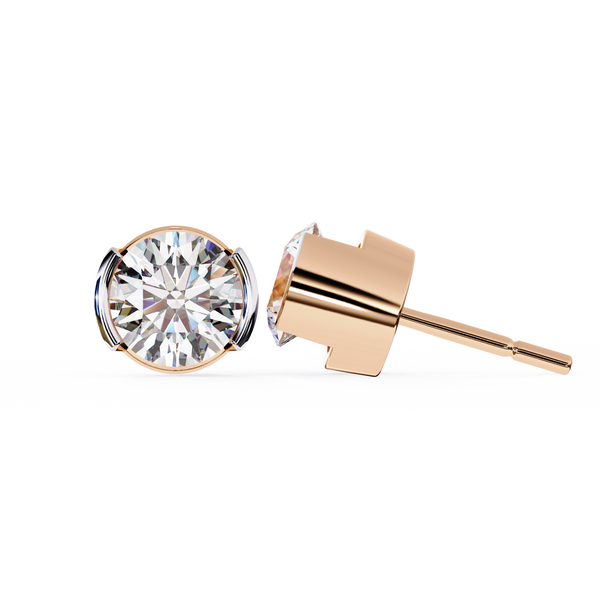 Two-Tone Natural Diamond Stud Earrings