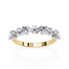 Yellow Gold Baguette Diamond Chevron Crown Half Band Ring