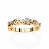 Yellow Gold Round Diamond Twisted Vine and Petal Half Eternity Ring