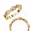 Yellow Gold Round Diamond Twisted Vine and Petal Half Eternity Ring
