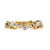 Yellow Gold Round Diamond Twisted Vine and Petal Half Eternity Ring