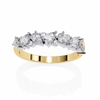 Yellow Gold Pear and Round Diamond Alternating Cluster Half Eternity Ring