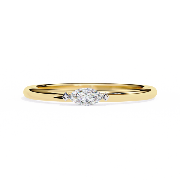 Yellow Gold Marquise Diamond East-West Solitaire Ring