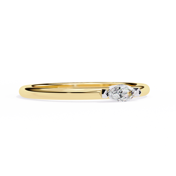 Yellow Gold Marquise Diamond East-West Solitaire Ring