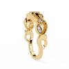 Yellow Gold Round Diamond Milgrain Paisley Scroll Half Eternity Ring