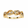 Yellow Gold Round Diamond Milgrain Paisley Scroll Half Eternity Ring