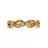 Yellow Gold Round Diamond Milgrain Paisley Scroll Half Eternity Ring
