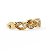 Yellow Gold Round Diamond Milgrain Paisley Scroll Half Eternity Ring