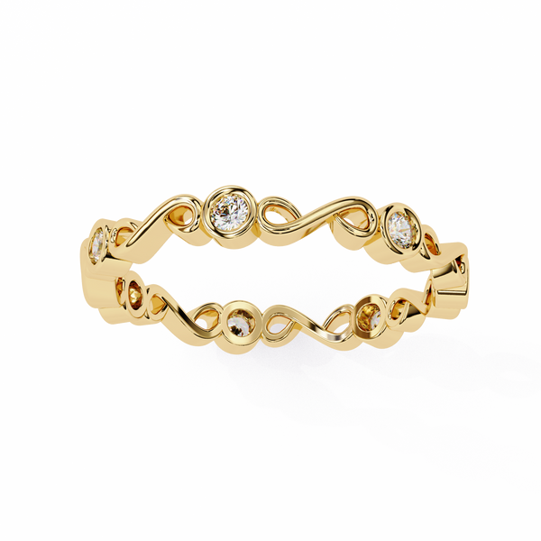 Yellow Gold Round Diamond Infinity Loop Full Eternity Band