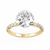 Yellow Gold Round Diamond Graduated Shoulder Hidden Halo Ring
