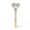 Yellow Gold Round Diamond Graduated Shoulder Hidden Halo Ring