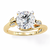 Yellow Gold Round Diamond Bypass Leaf Shoulder Solitaire Ring