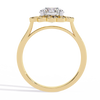 Yellow Gold Round Diamond Petal Halo Flower Cluster Ring