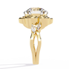 Yellow Gold Round Diamond Sculpted Bloom Solitaire Ring