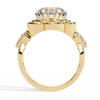 Yellow Gold Round Diamond Sculpted Bloom Solitaire Ring