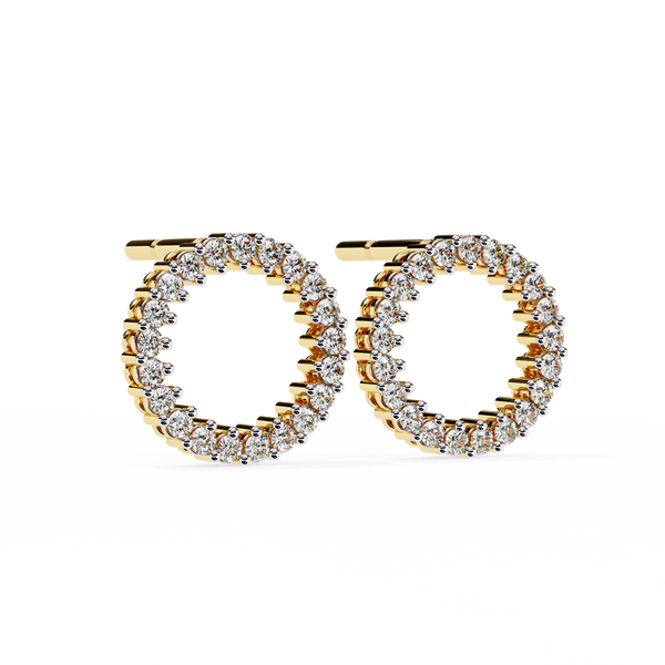 Yellow Gold Open Circle Diamond Stud Earrings