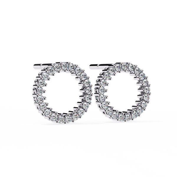 White Gold Open Circle Diamond Stud Earrings