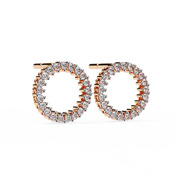 Rose Gold Open Circle Diamond Stud Earrings