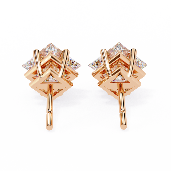 Princess Cut Natural Diamond Stud Earrings