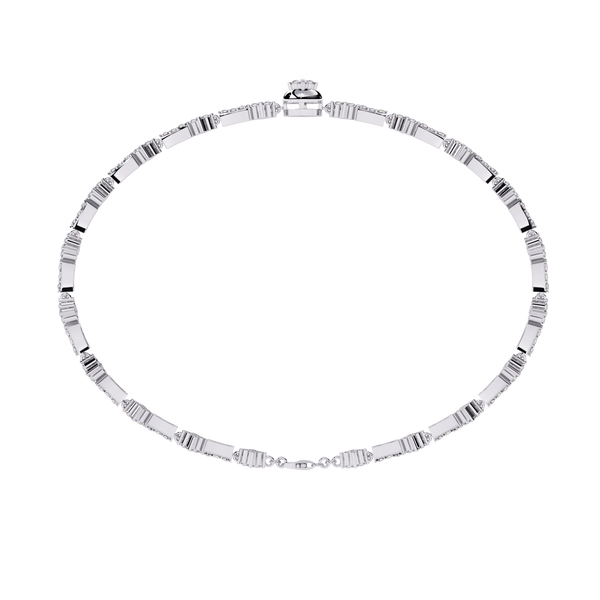 White Gold Clover Station Diamond Line Bracelet