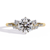 Yellow Gold Round Diamond Scattered Cluster Shoulder Solitaire Ring