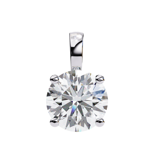 White Gold Classic Four-Claw Round Solitaire Pendant