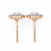 Rose Gold Radiant Cut Diamond Halo Stud Earrings