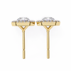 Gold Radiant Cut Diamond Halo Stud Earring