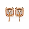 Rose Gold Radiant Cut Diamond Halo Stud Earrings