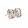 Rose Gold Radiant Cut Diamond Halo Stud Earrings