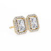 Gold Radiant Cut Diamond Halo Stud Earring