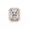 Rose Gold Radiant Cut Diamond Halo Stud Earrings