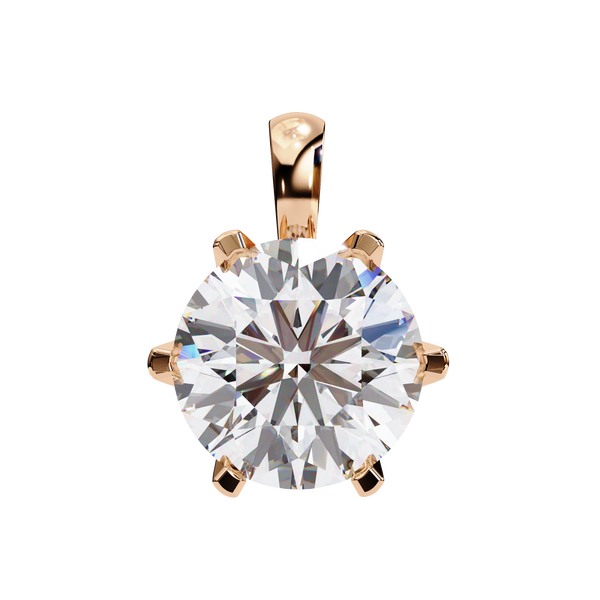 Rose Gold Six-Prong Round Diamond Solitaire Pendant