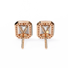Rose Gold Emerald Cut Diamond Rectangular Halo Stud Earrings