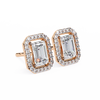 Rose Gold Emerald Cut Diamond Rectangular Halo Stud Earrings