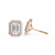 Rose Gold Emerald Cut Diamond Rectangular Halo Stud Earrings