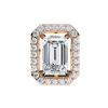 Rose Gold Emerald Cut Diamond Rectangular Halo Stud Earrings