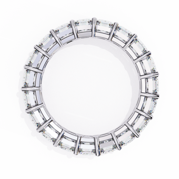 White Gold Emerald-Cut Diamond Shared Prong Full Eternity Band Ring