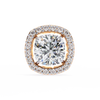 Rose Gold Cushion Cut Diamond Square Halo Stud Earrings