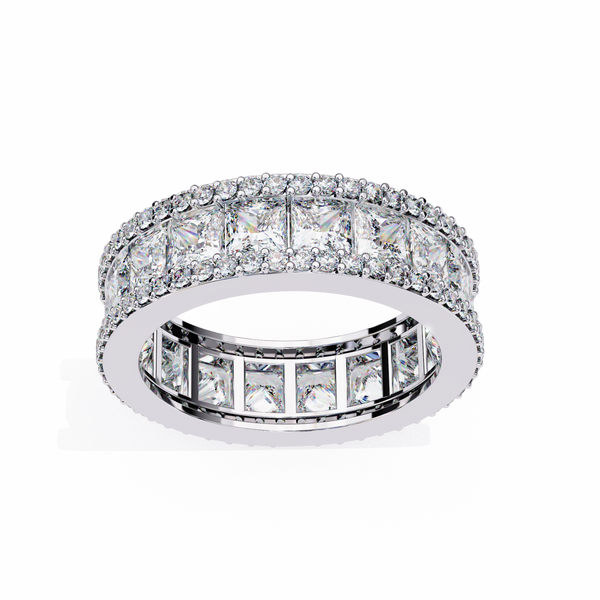 White Gold Princess-Cut Diamond Three-Row Full Eternity Band Ring