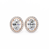 Rose Gold Oval Cut Diamond Open Halo Stud Earring