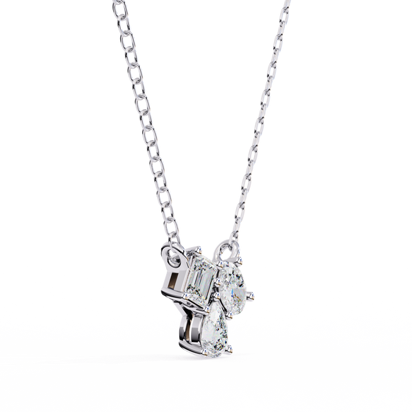 Trio Mixed-Cut Natural Diamond Cluster Pendant