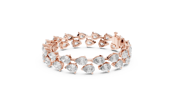 Gold Diamond Alternating Pear Cluster Bracelet