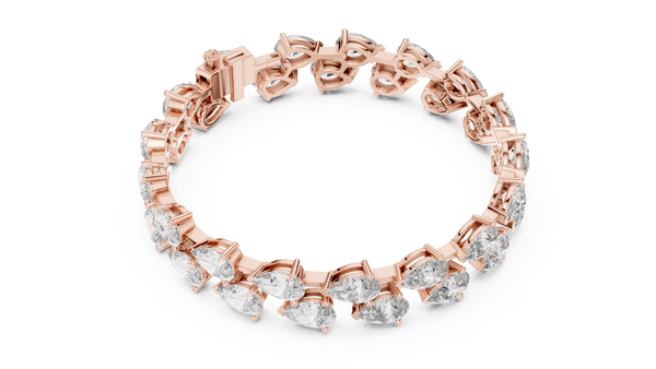 Gold Diamond Alternating Pear Cluster Bracelet