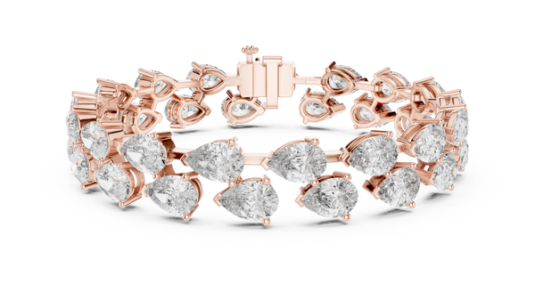 Gold Diamond Alternating Pear Cluster Bracelet