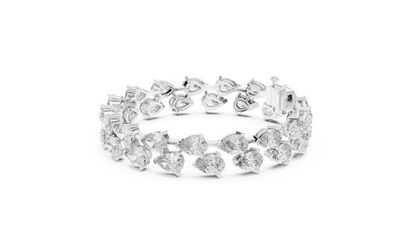 Gold Diamond Alternating Pear Cluster Bracelet
