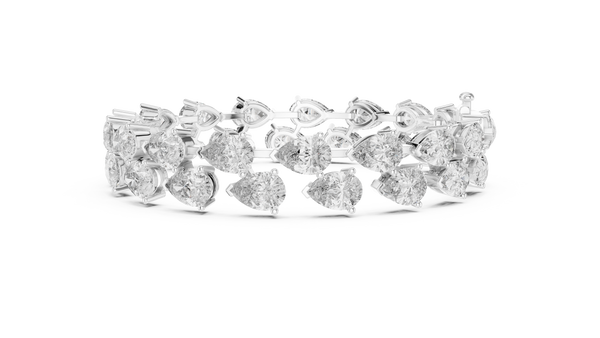 Gold Diamond Alternating Pear Cluster Bracelet