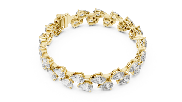 Gold Diamond Alternating Pear Cluster Bracelet