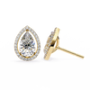 Yellow Gold Pear Cut Diamond Open Halo Stud Earring